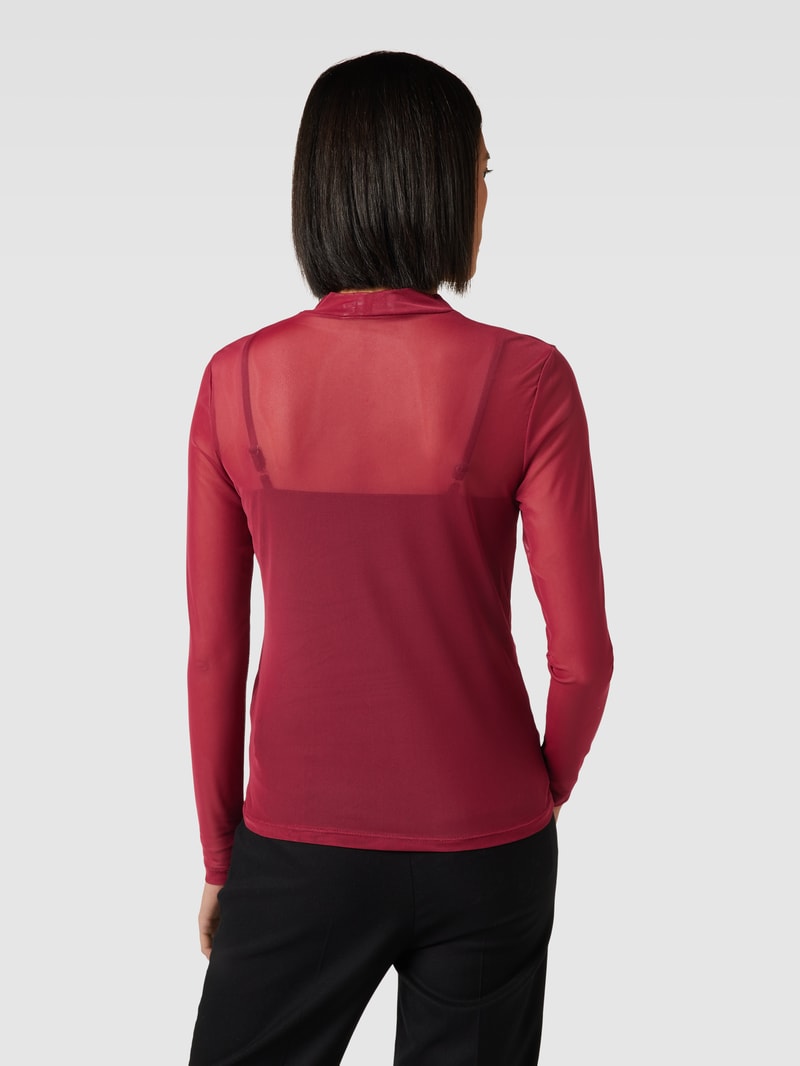 Semitransparentes Longsleeve mit Stehkragen Modell 'VIVOLETTIS' in bordeaux rot