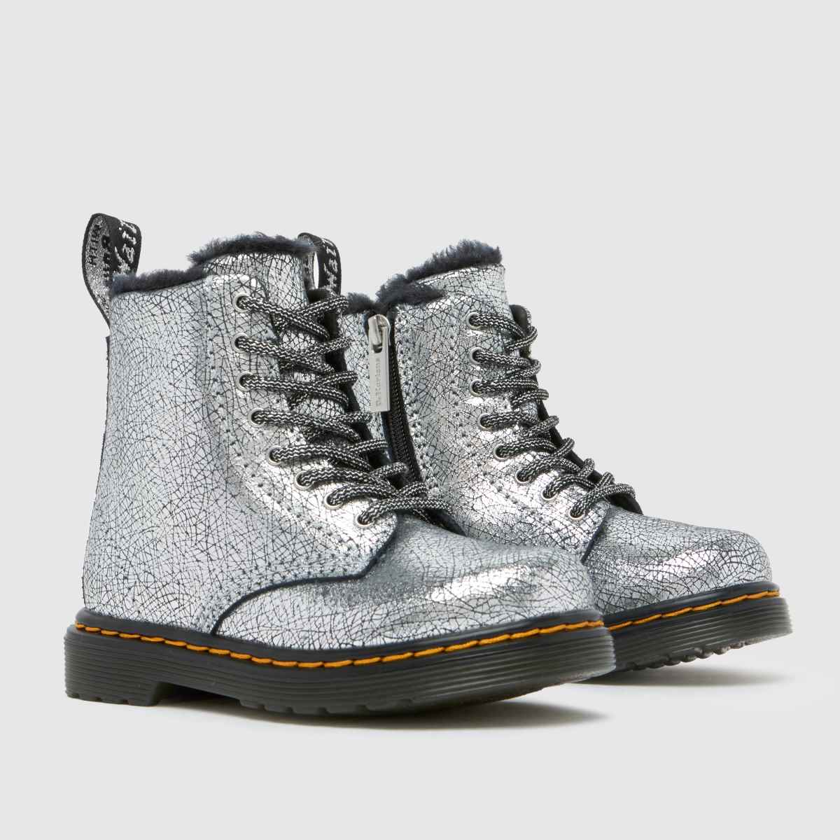 Dr Martens silverfärgade 1460 Serena flickstövlar för småbarn