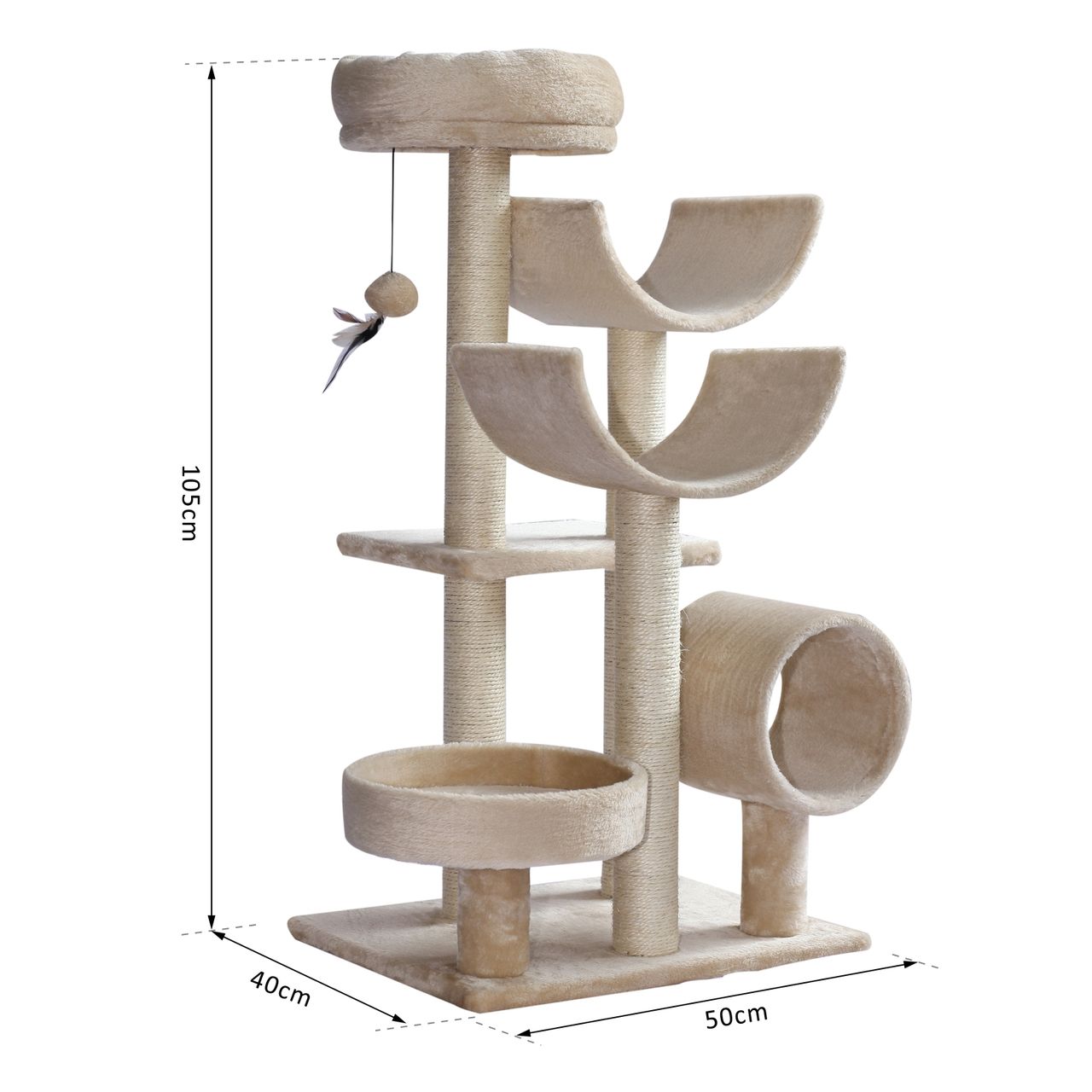 PawHut Katzenbaum Katzenkratzbaum Katzen Kletterbaum Kratzbaum Spielzeug Tunnel