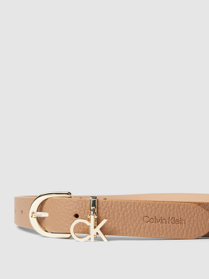 Ledergürtel mit Label-Applikation Modell 'FRAME CHARM BUCKLE' in gelb
