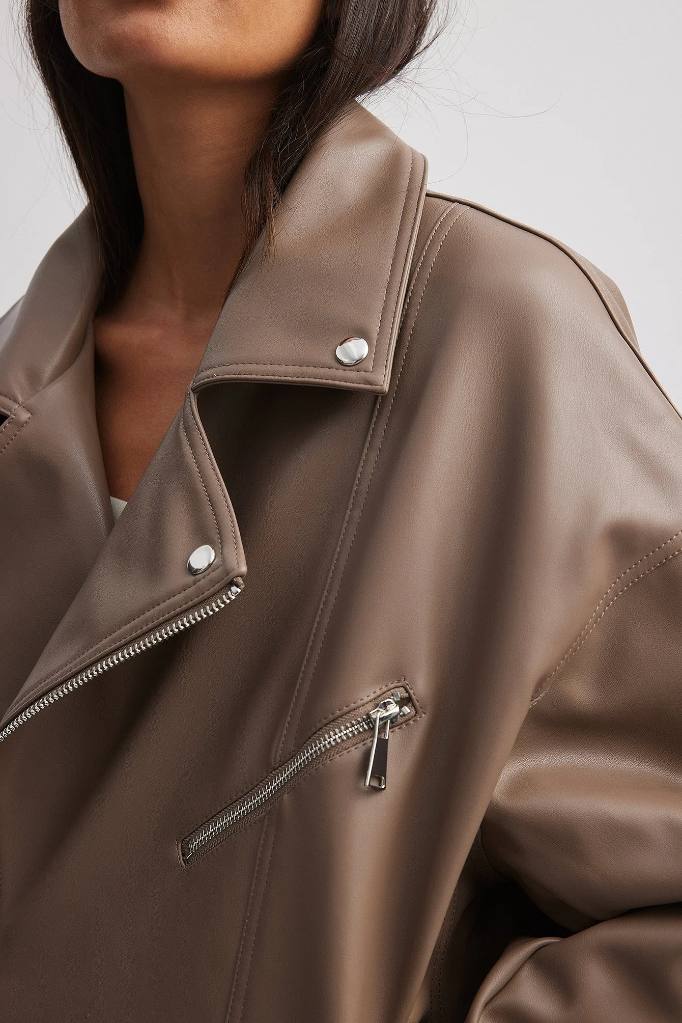 Übergroße PU-Jacke