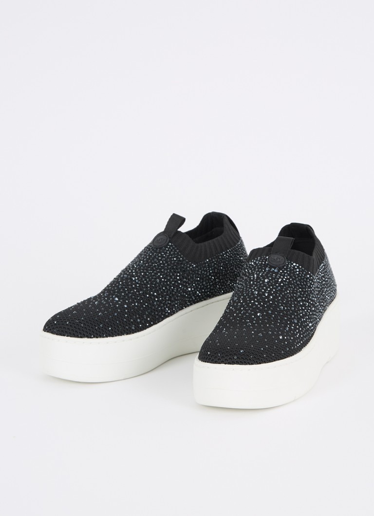 Baskets Dune London ornées de strass et dotées d'une tige en maille.