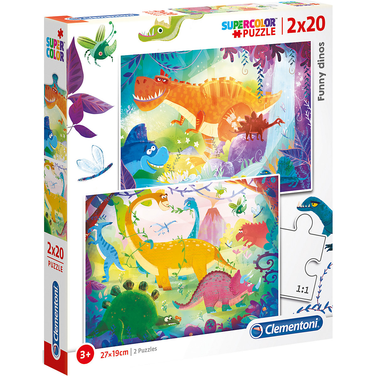 Puzzle 2x20 Teile - Funny Dinos