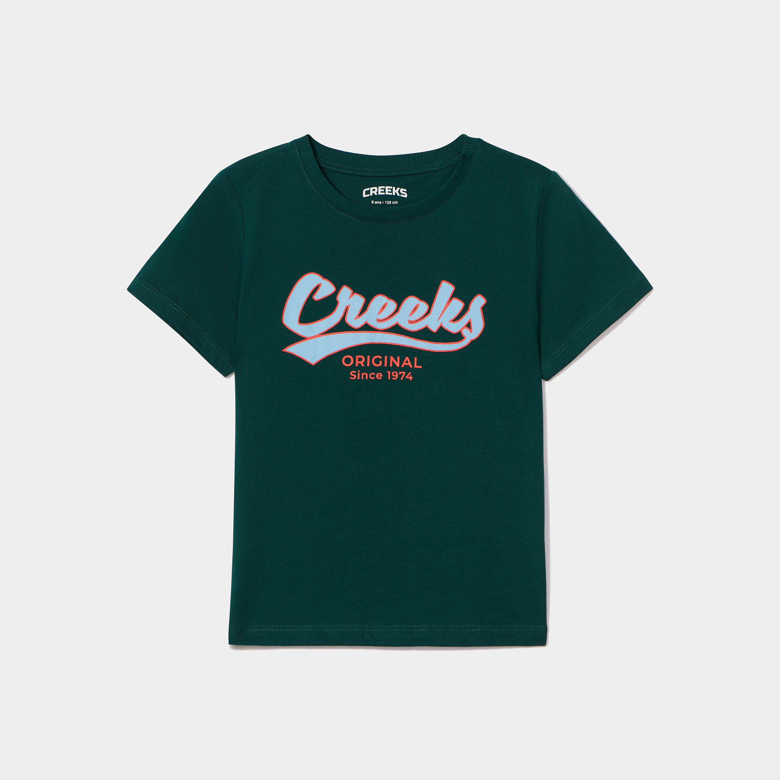 T-shirt manches courtes coton Creeks vert foncé garçon | La Halle