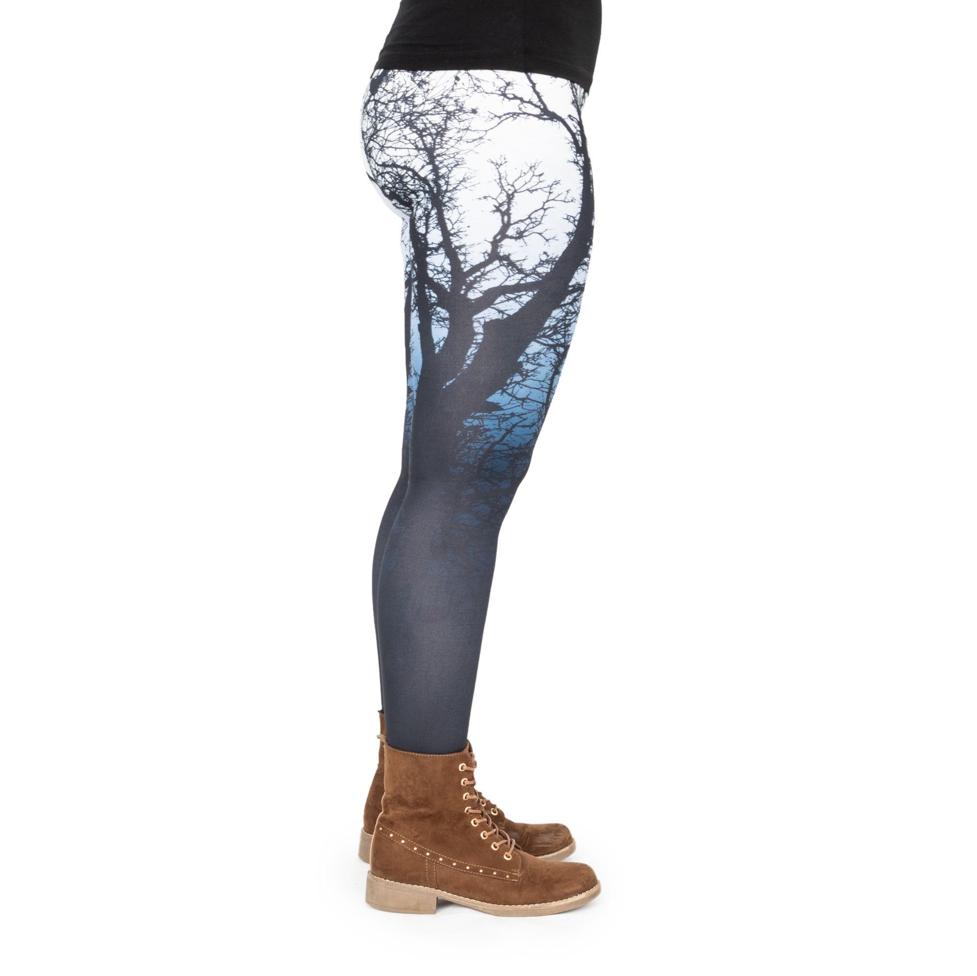 cosey Leggings Bunte Bedruckte Motiv-Leggings Baum/Wald (Einheitsgröße XS-L)