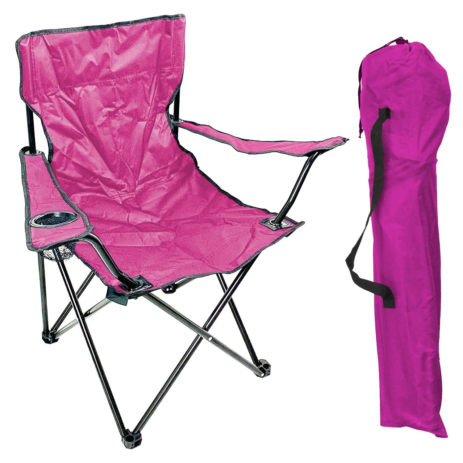 Mojawo Klappstuhl 2'er Set Anglersessel mit Getränkehalter und Tasche Pink