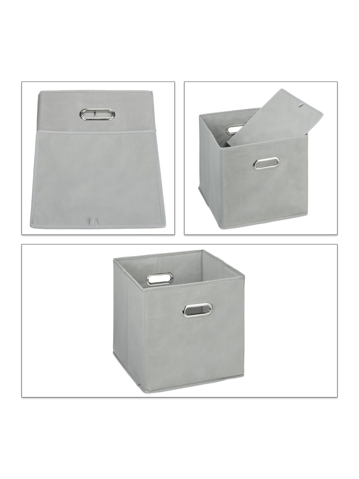relaxdays 4 x Aufbewahrungsbox in Grau - (B)30 x (H)30 x (T)30 cm günstig kaufen onesize