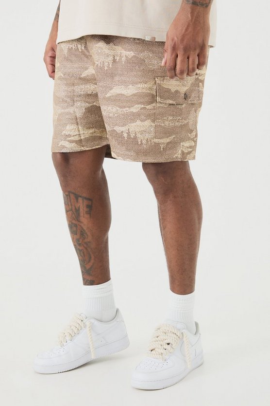 Plus gemusterte Shorts mit elastischem Bund
