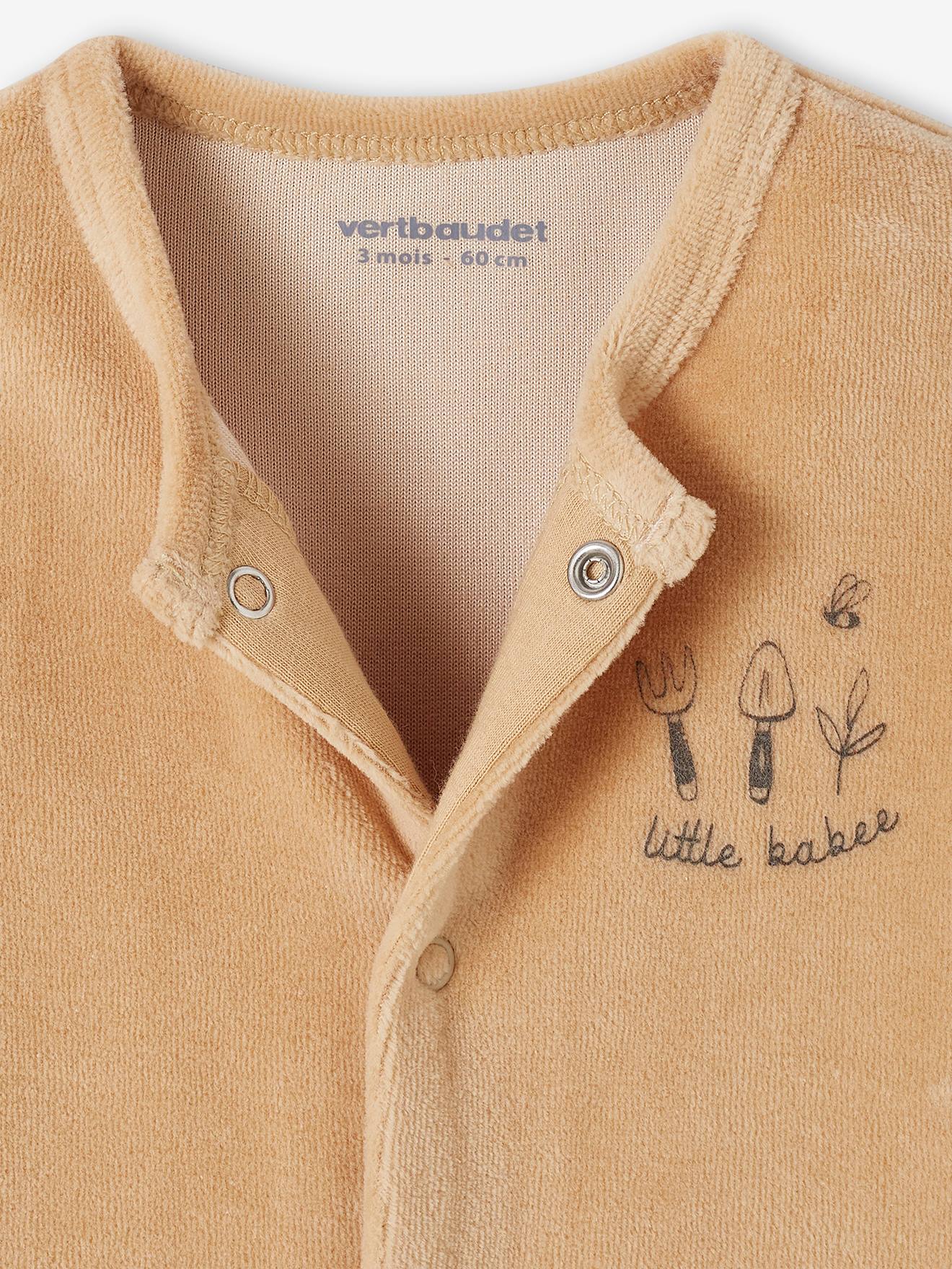 Vertbaudet 2er-Pack Baby Samtstrampler, Öffnung vorn Oeko-Tex - graublau