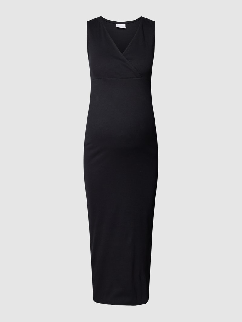Umstands-Midikleid in Feinripp-Optik Modell 'EMILY' in schwarz