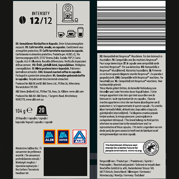 Kaffeekapseln Espresso Ristretto, 6 x 104 g (Aluminium)