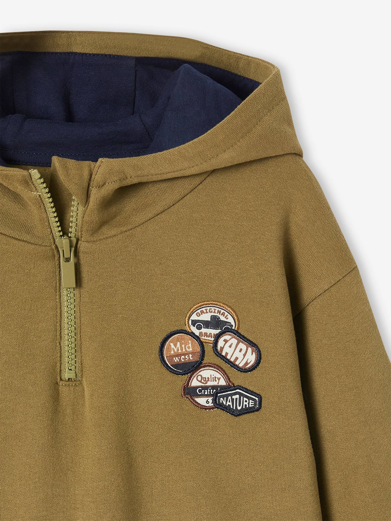 Vertbaudet Jungen Kapuzensweatjacke - olivgrün