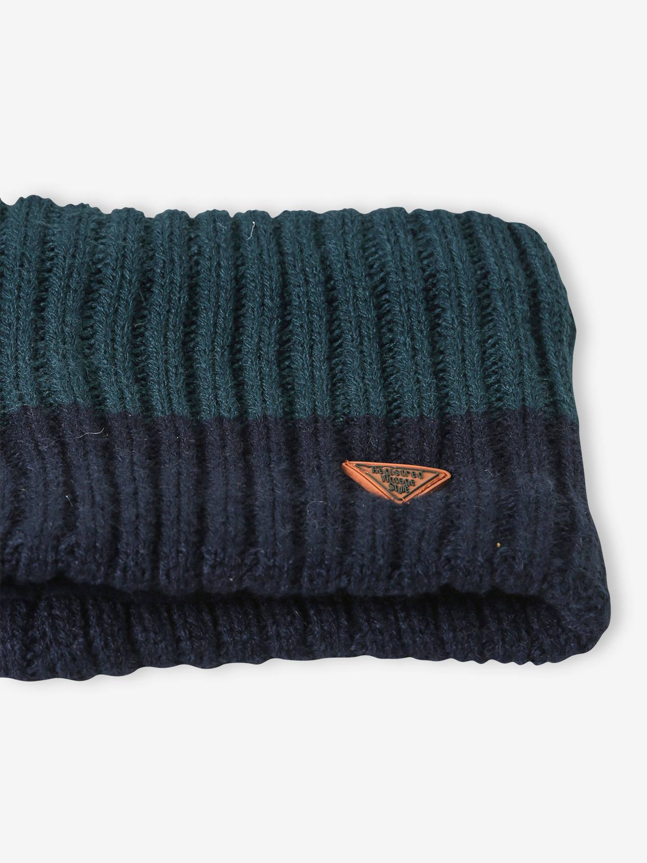 Snood bicolore garçon bleu ardoise