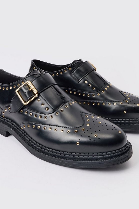 Schwarz PU-Loafer mit Schnallen-Detail