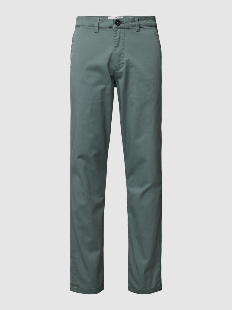 Slim Fit Stoffhose in unifarbenem Design Modell 'Miles' in grün
