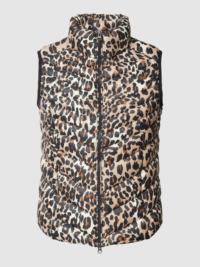 Steppweste mit Animal-Print in schwarz