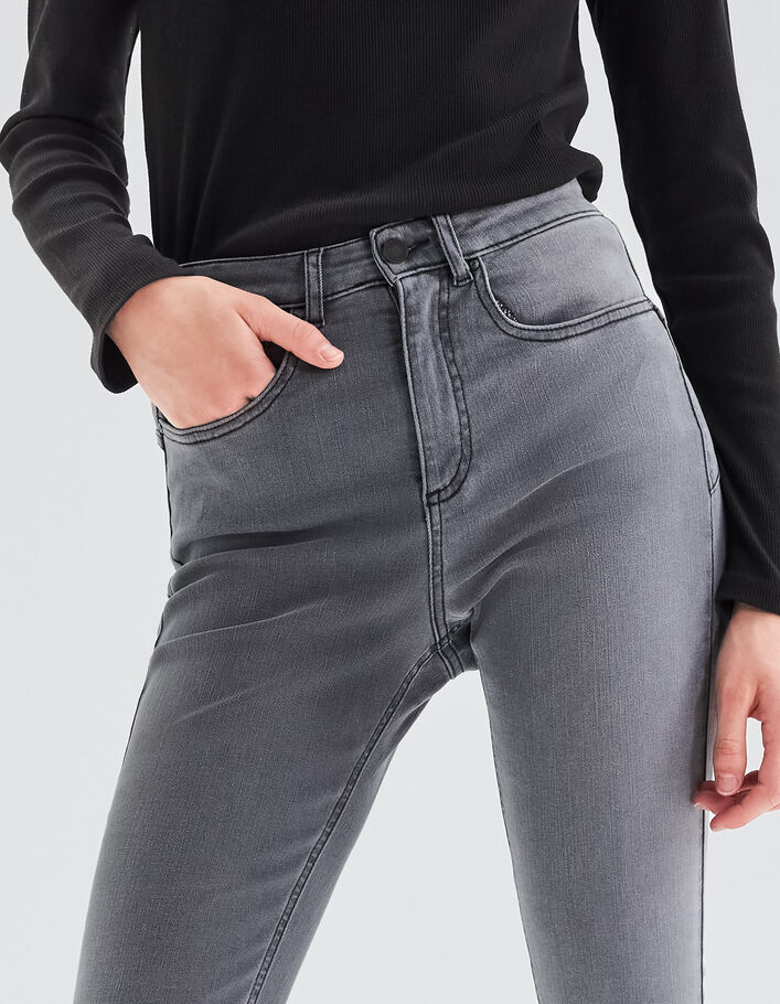 Jean slim gris taille haute clouté effet sculpt up Femme