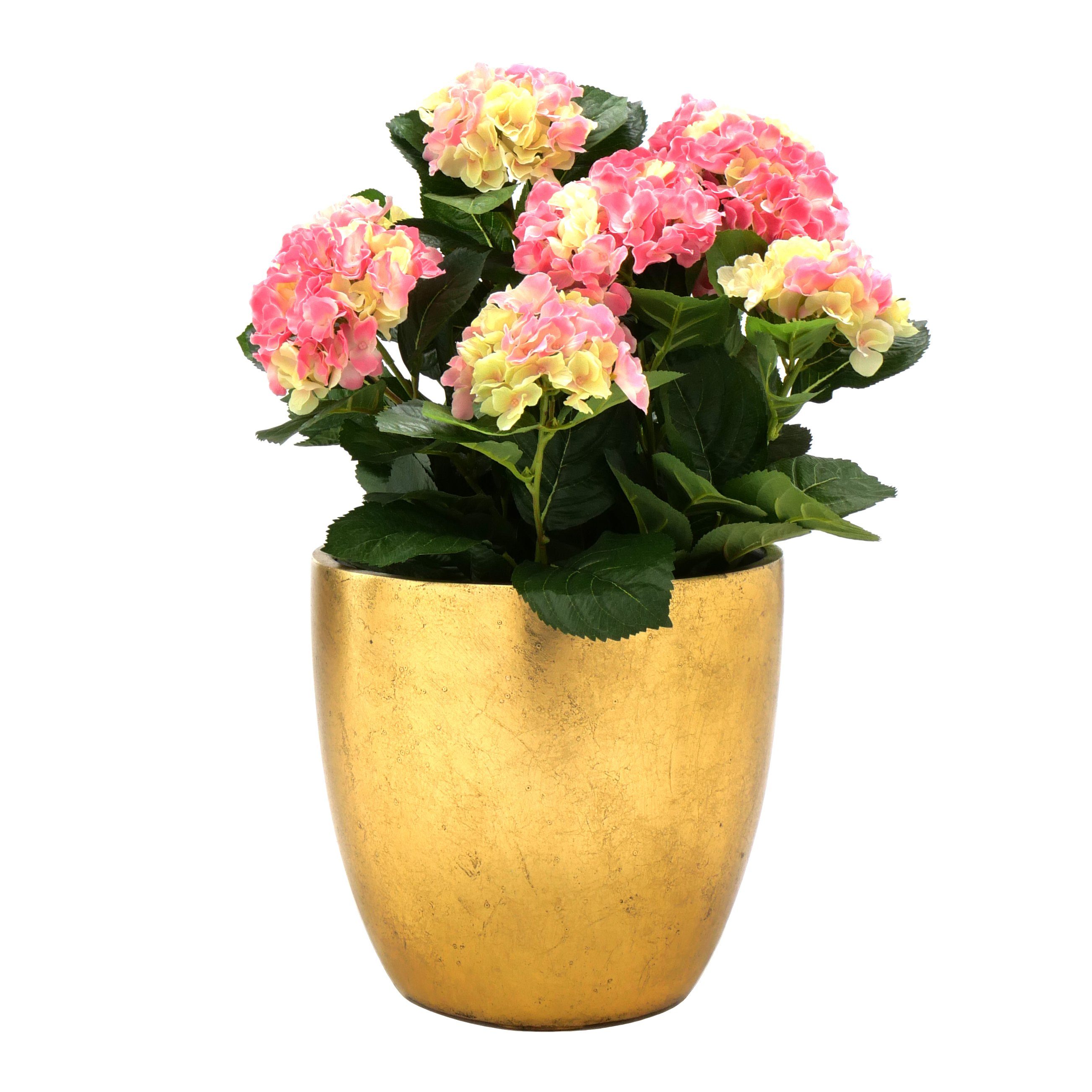 Flingora Pflanzkübel Faye, mit Einsatz - Fiberglas - Indoor - Gold - Ø 30 cm