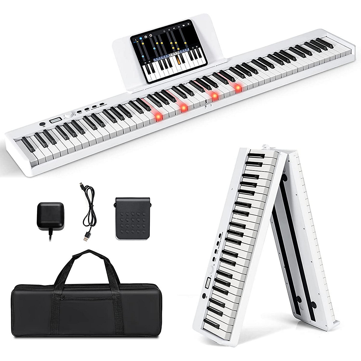 Keyboard 88 Tastatur klappbar mit 2 Stereolautsprechern