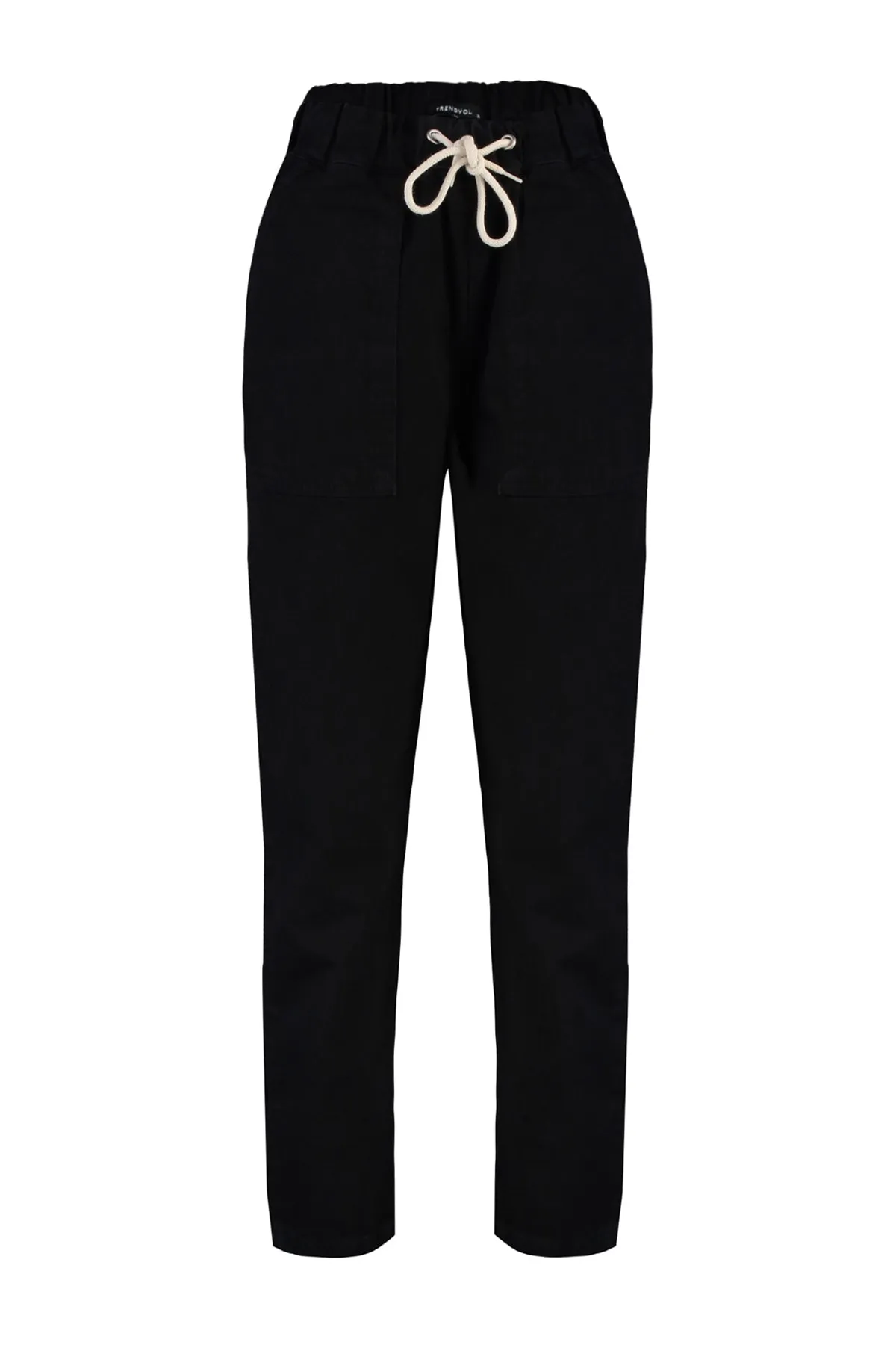 Trendyol Collection  Schwarze Mom-Jeans mit hohem Bund und elastischem Bund TWOSS21JE0655