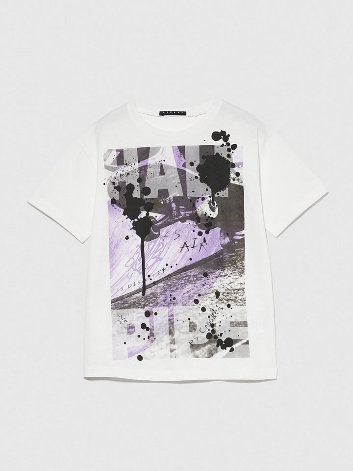 Sisley Shirt in Weiß/ Lila günstig kaufen