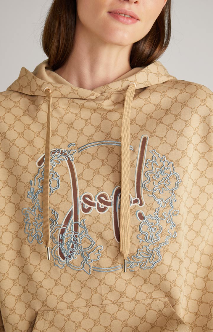 Hoodie in Beige gemustert