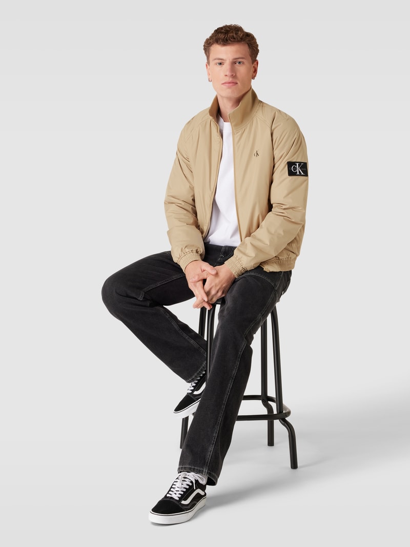 Bomberjacke mit Stehkragen Modell 'HARRINGTON' in beige