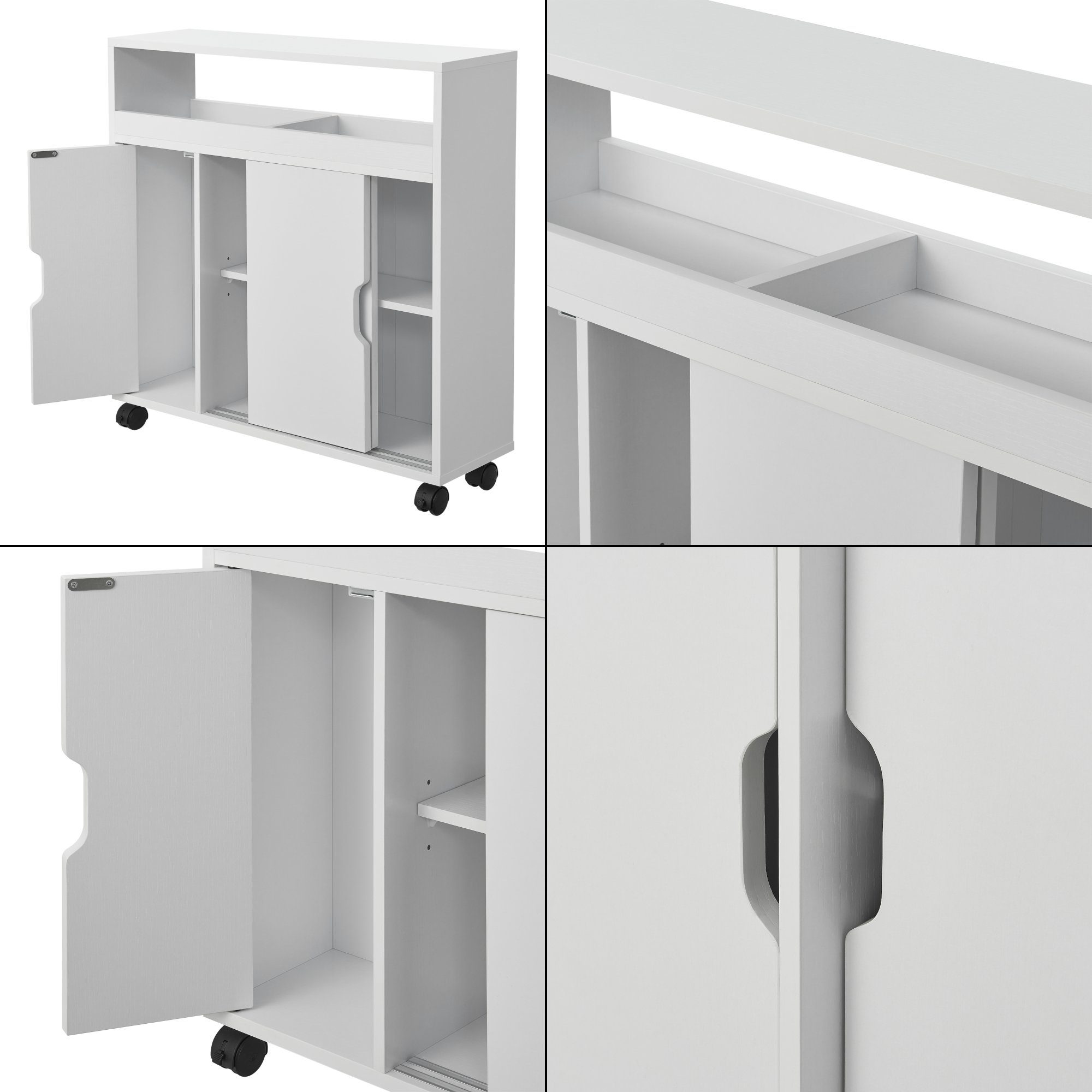 en.casa Badkommode, Lumijoki Badezimmerschrank Mehrzweckschrank mit Rollen Weiß