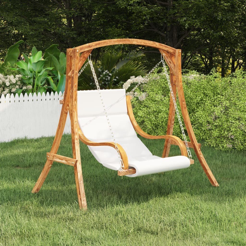 vidaXL Hollywoodschaukel Hängeliege mit Kissen Creme Bugholz mit Teak-Finish, 1 tlg.