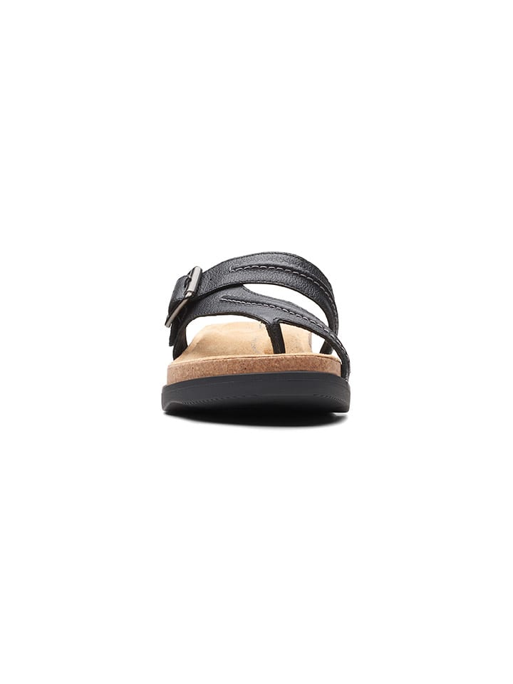 Clarks Leder-Zehentrenner in Schwarz günstig kaufen