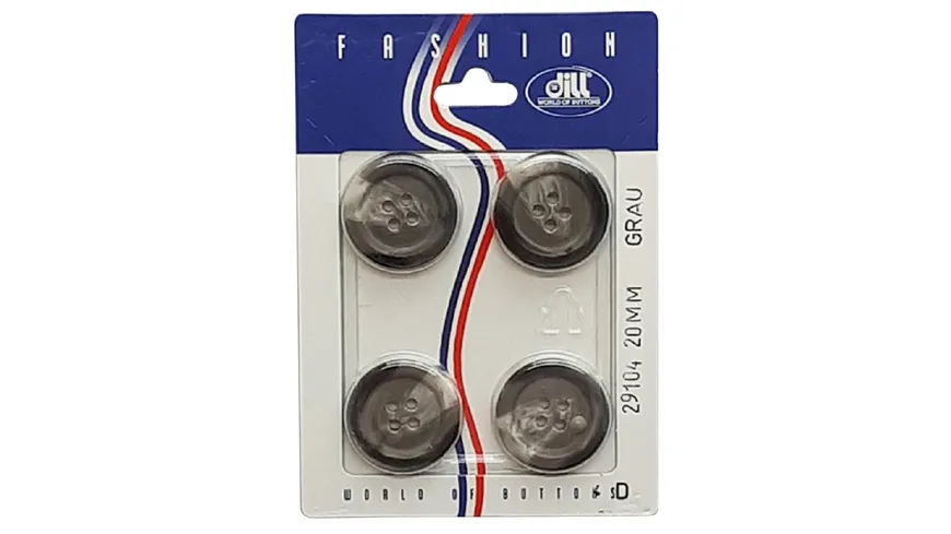 Dill 4-loch-Anzugknopf Ø 20mm 4er Pack grau