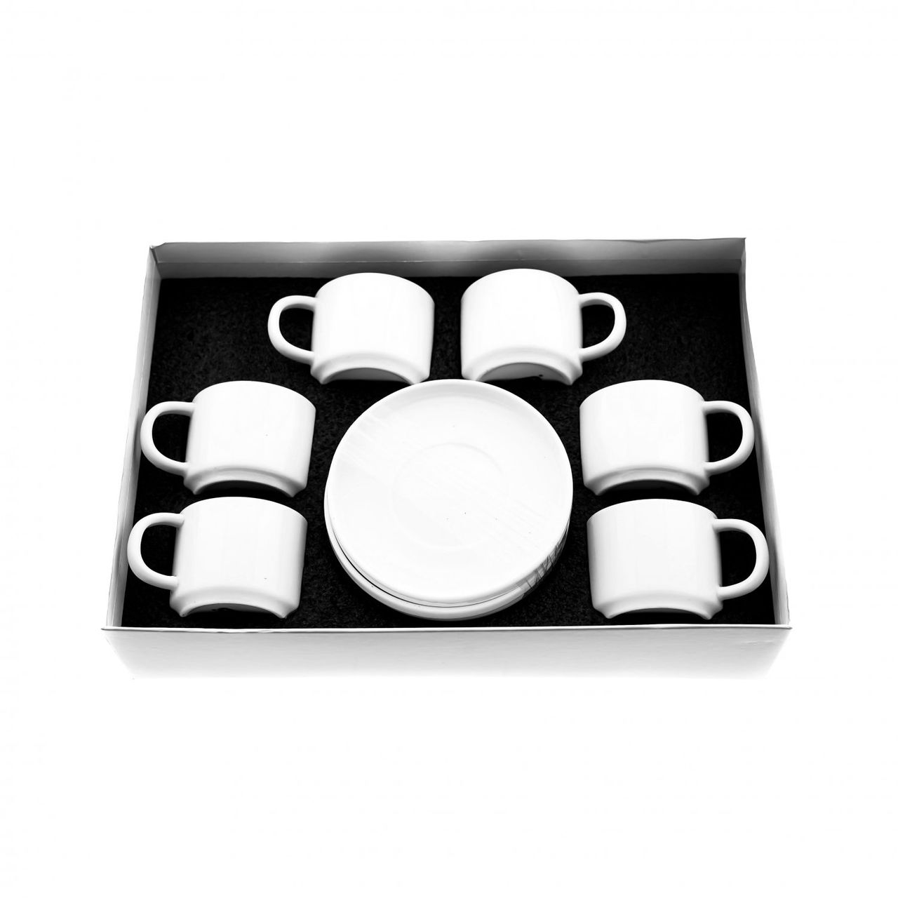 Almina Mokka-Tassen-Set - 12 Teiliges Set weiß - Espressotasse 100 ml Gemustert