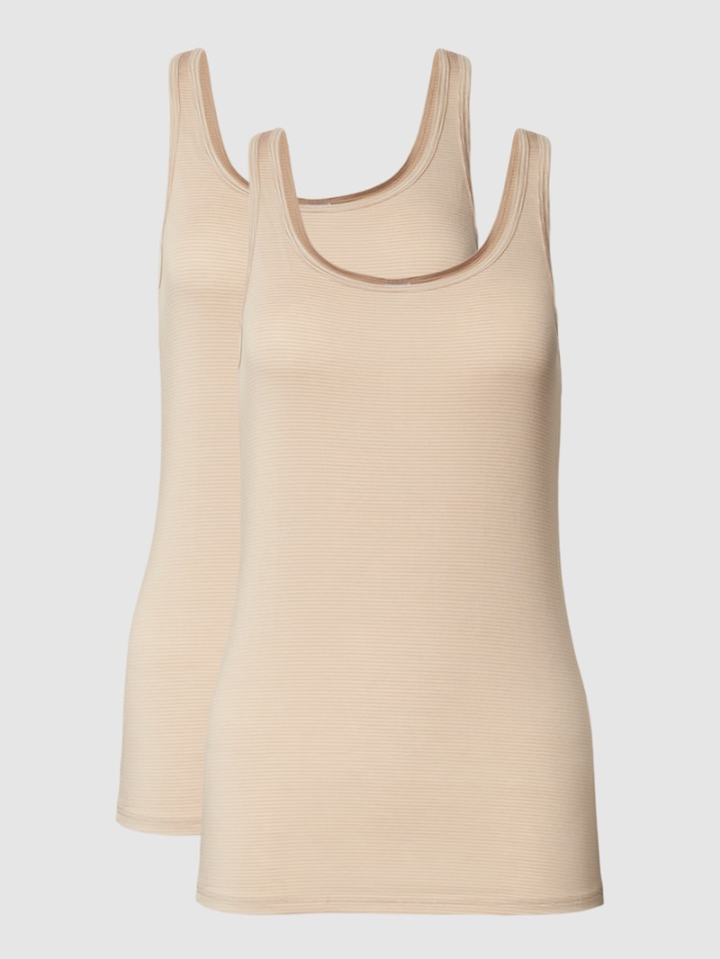 Tanktop mit Strukturmuster im 2er-Pack in sand