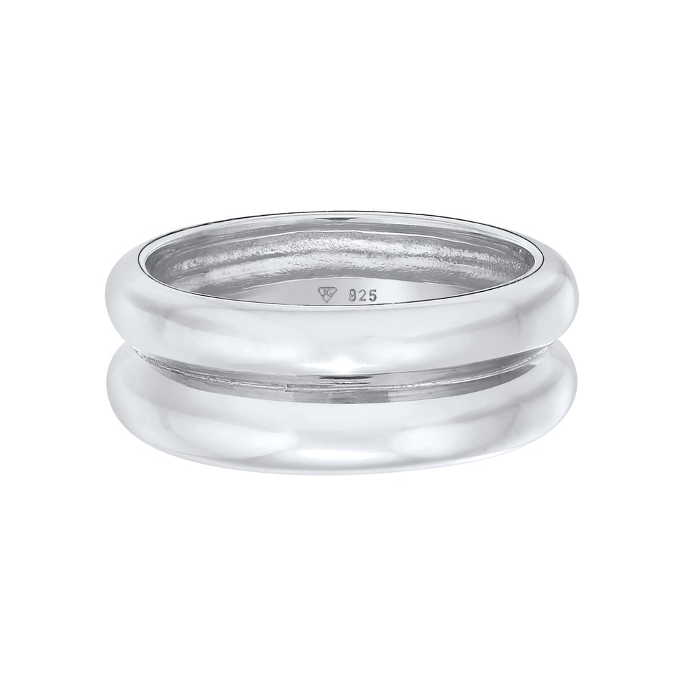 Elli PREMIUM Elli PREMIUM Bague Femmes Bande Vouté Chunky Basique Tendance en Argent Sterling  Bague