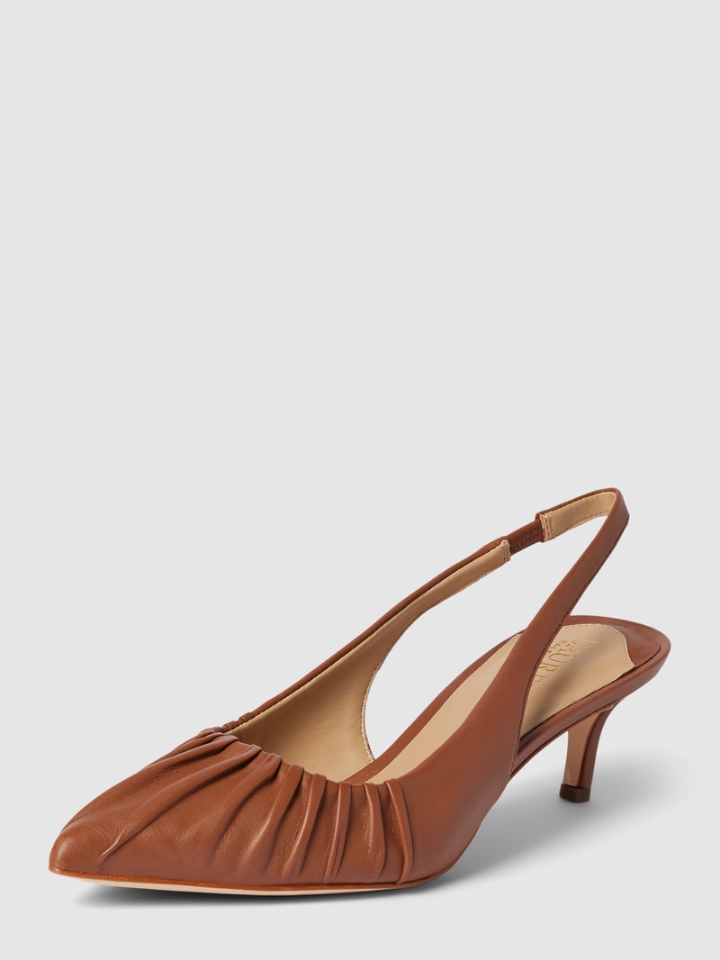 Pumps aus Leder mit spitzer Form Modell 'LOLAH' in cognac