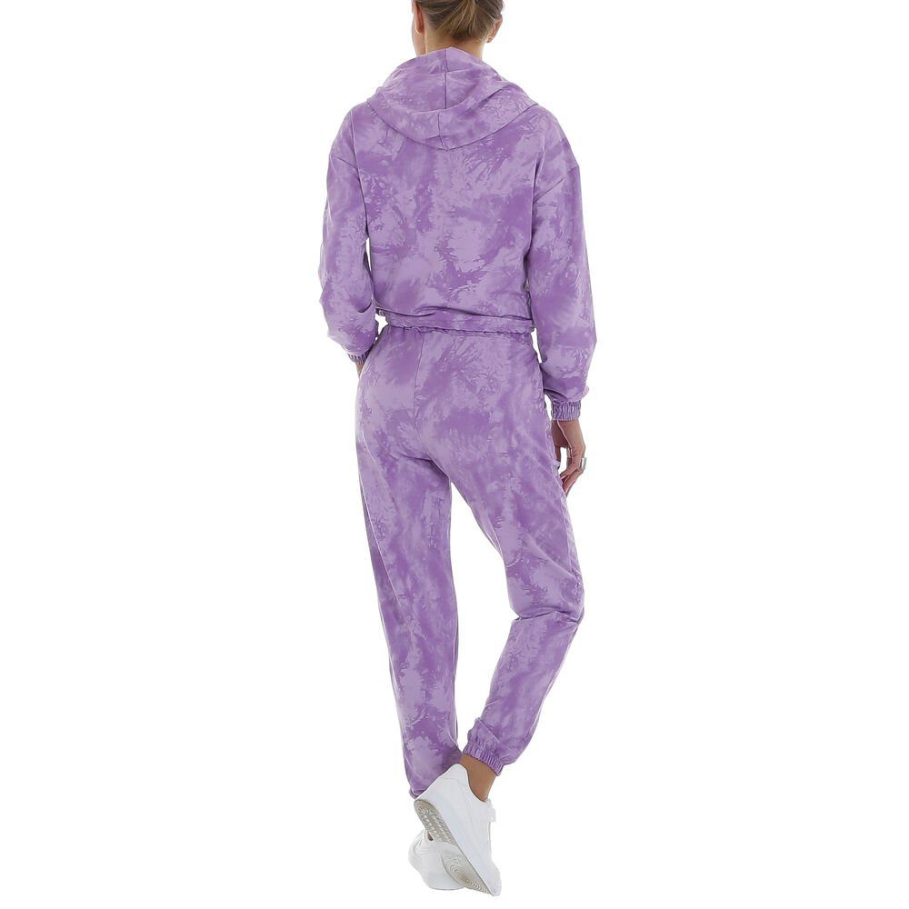 Ital-Design Jogginganzug Damen Freizeit, Kapuze Textprint Stretch Jogging- & Freizeitanzug in Lila