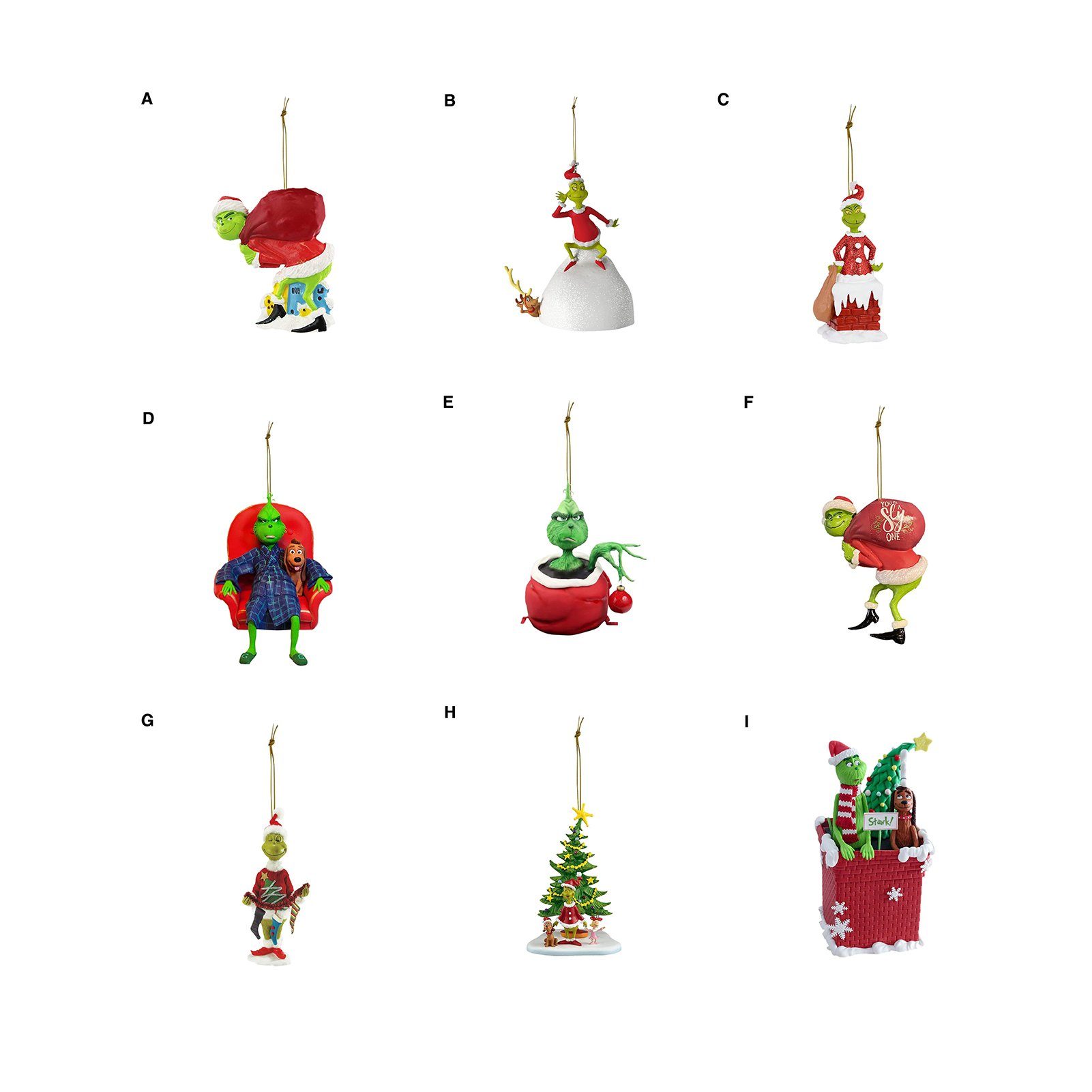 farfi Dekohänger Weihnachtsanhänger, Grinch-Figur,farbechter Christbaumschmuck-Anhänger (1 Pc, 9 verschiedene Stile zur Auswahl), Weihnachtsdekoration