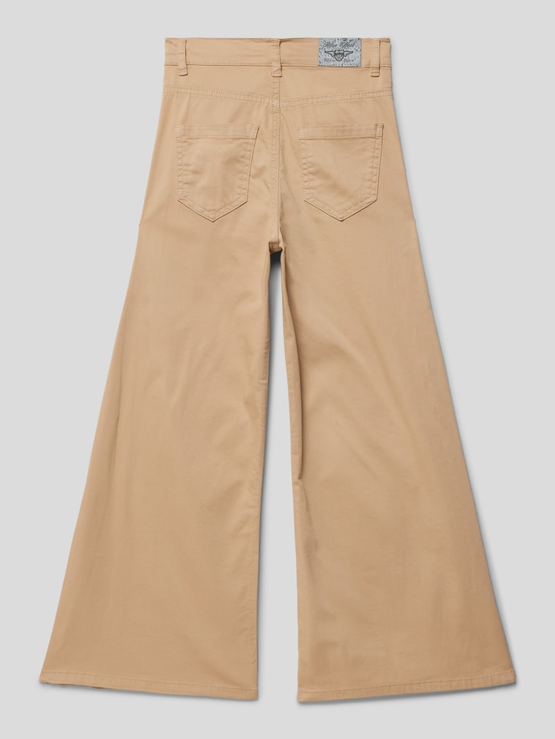 Schlaghose mit Label-Detail in beige