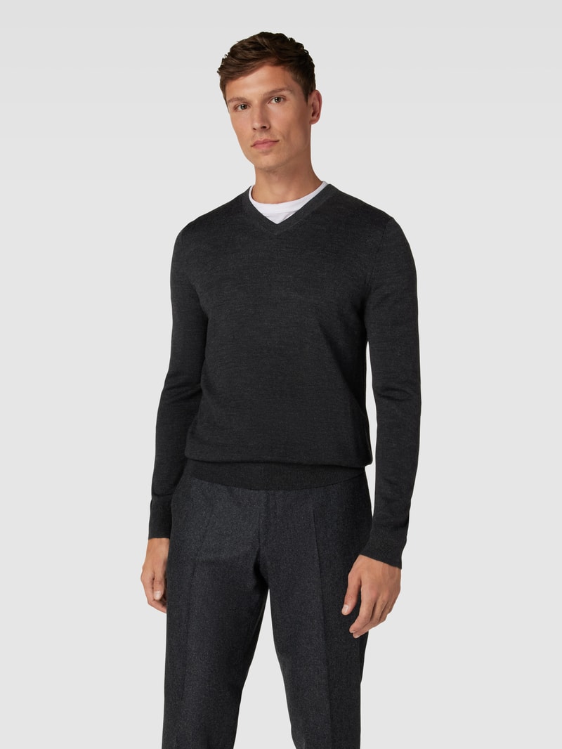 Strickpullover in anthrazit meliert