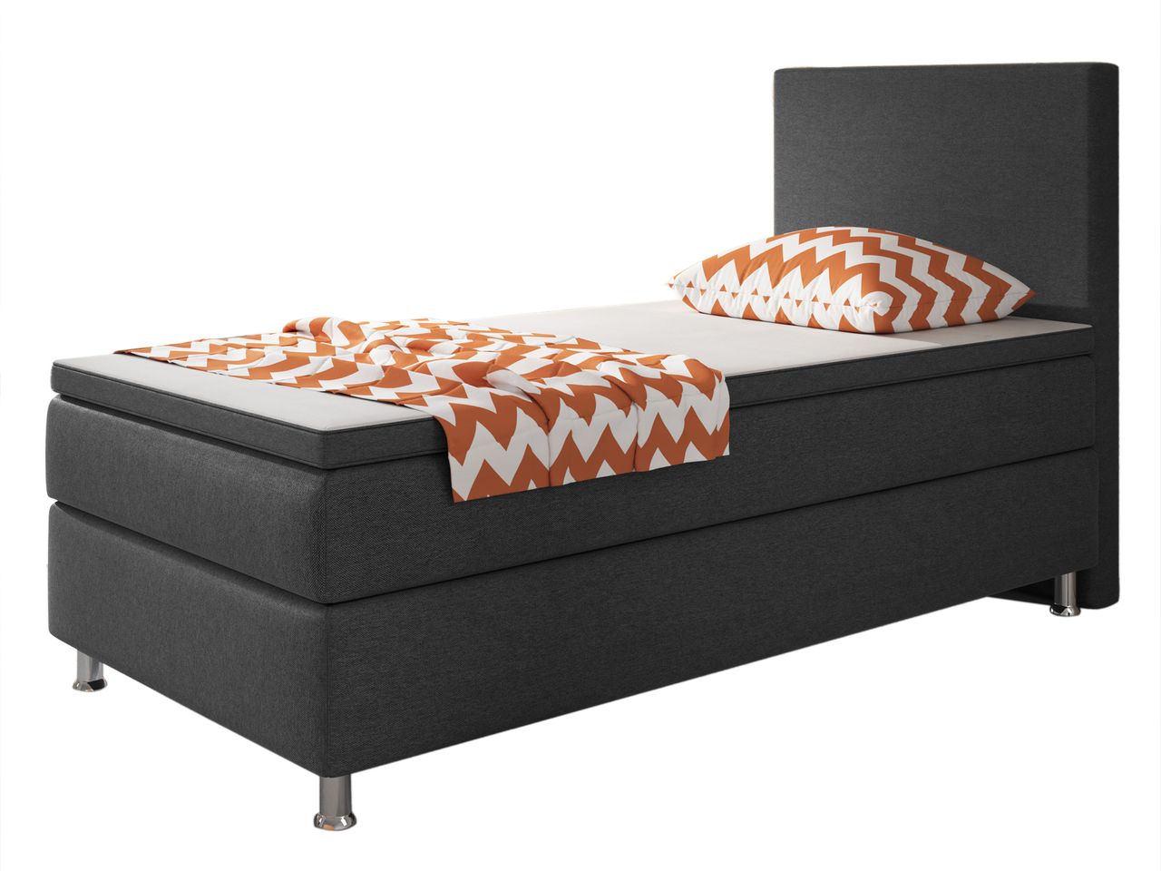 IHG Boxspringbett Berlin 90x200 cm Webstoff Antrazit