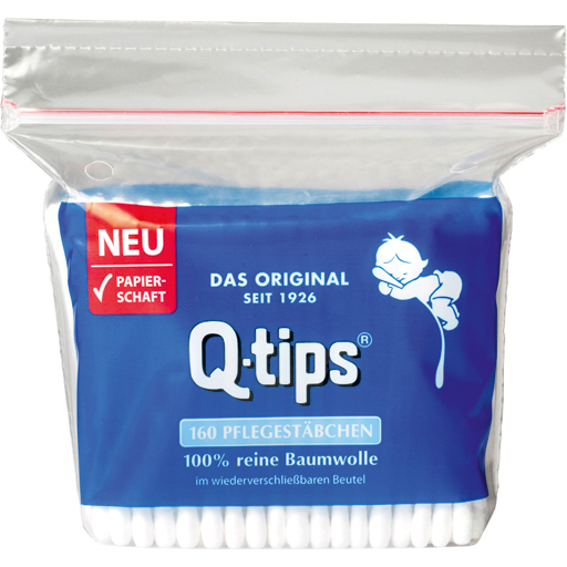 Q-TIPS Pflegestäbchen mit Papierschaft  160 St  Stäbchen