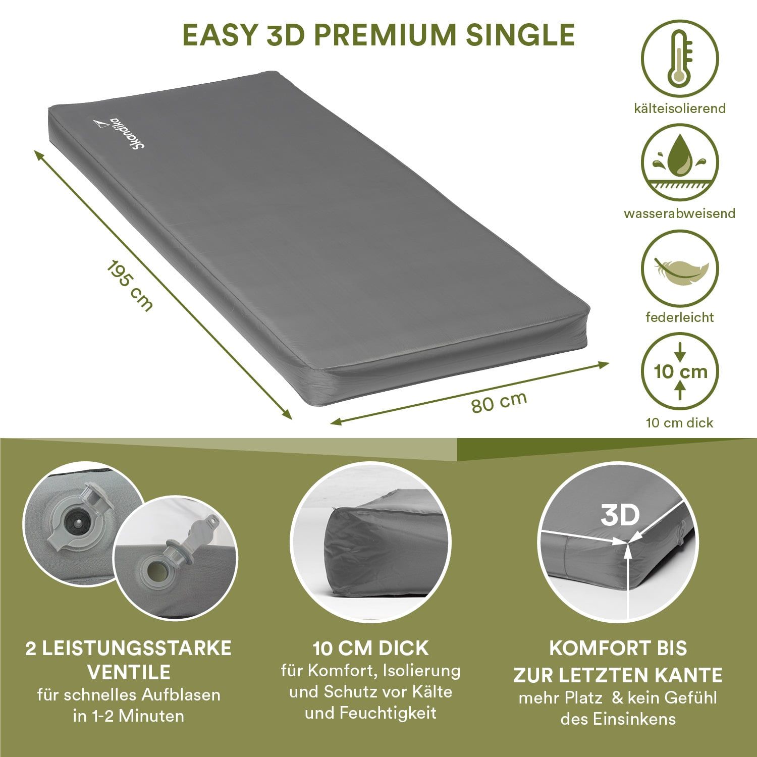 Skandika Easy 3D Premium Single selbstaufblasend