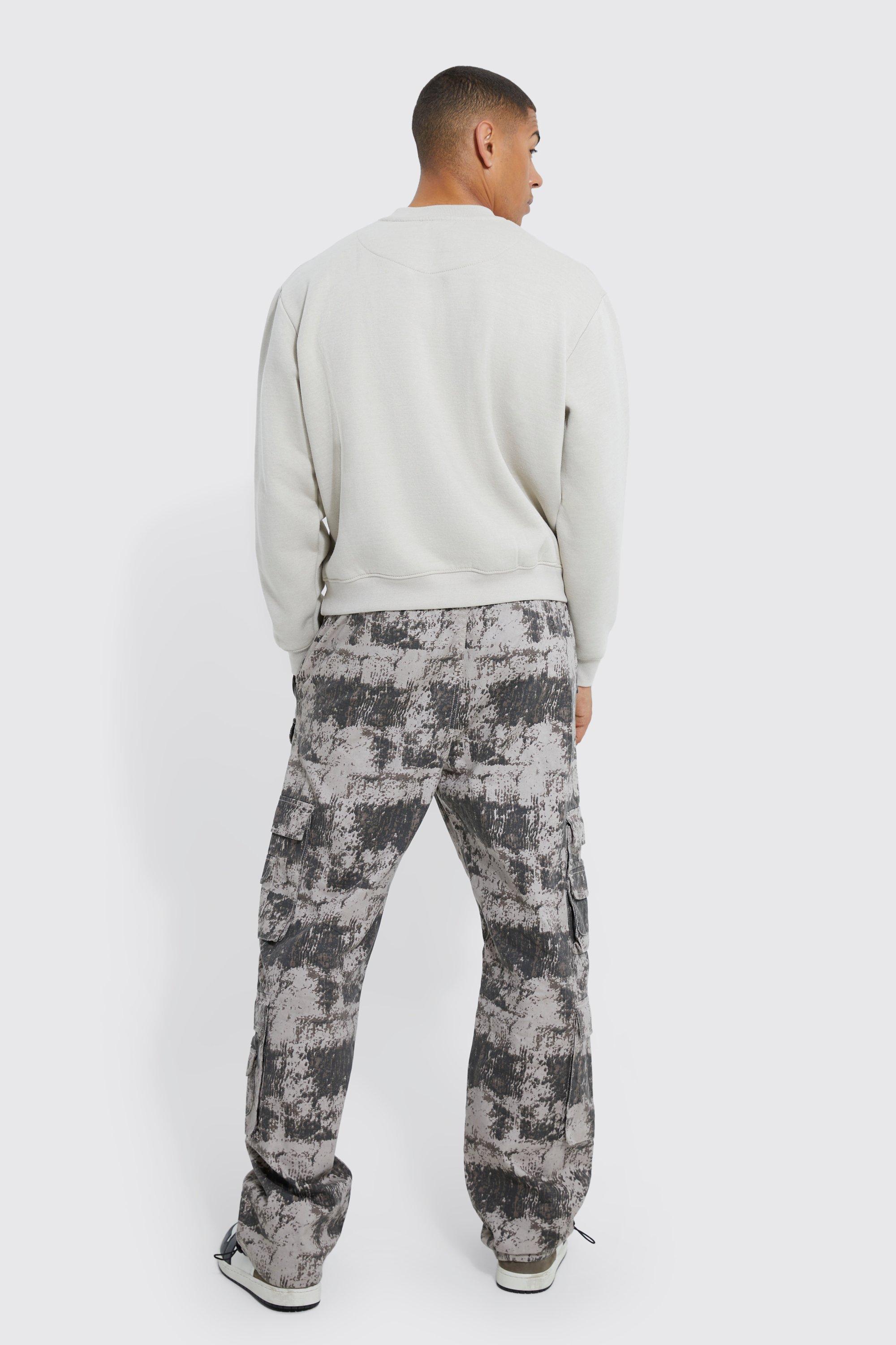 Camouflage Cargo-Hose mit geradem Bein, Tasche und elastischem Bund