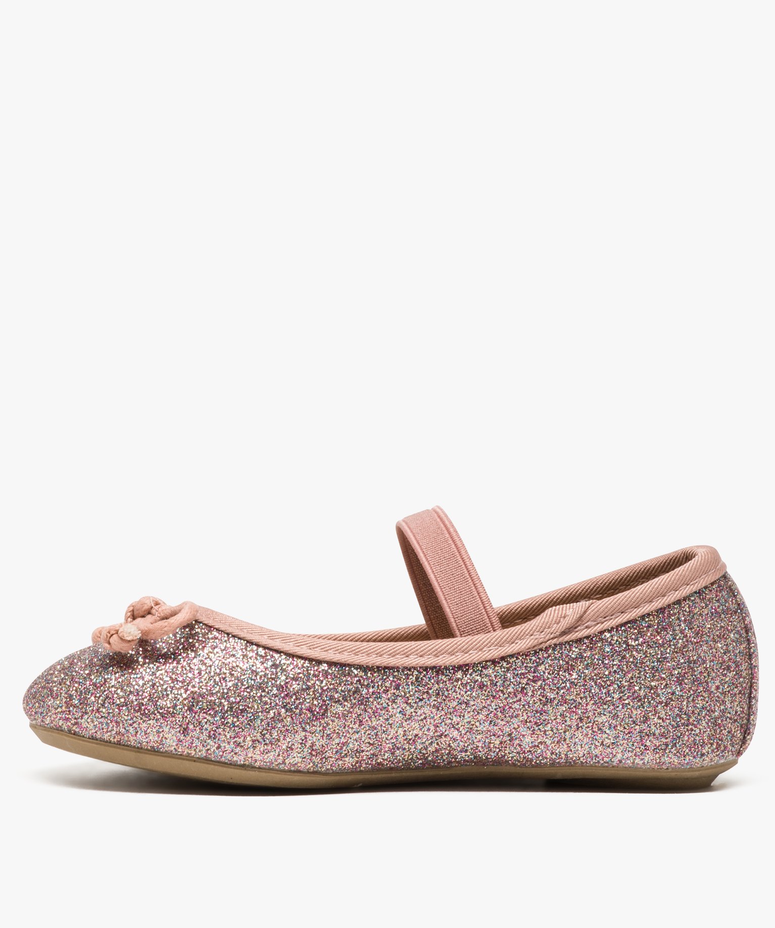 Ballerines fille pailletées avec bride élastique et n?ud rose | GEMO