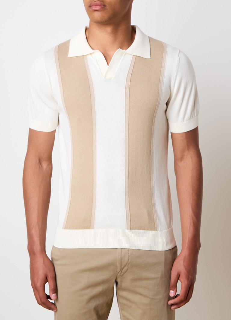 Oscar Jacobson  Matt fijngebreide slim fit polo met ingebreid patroon