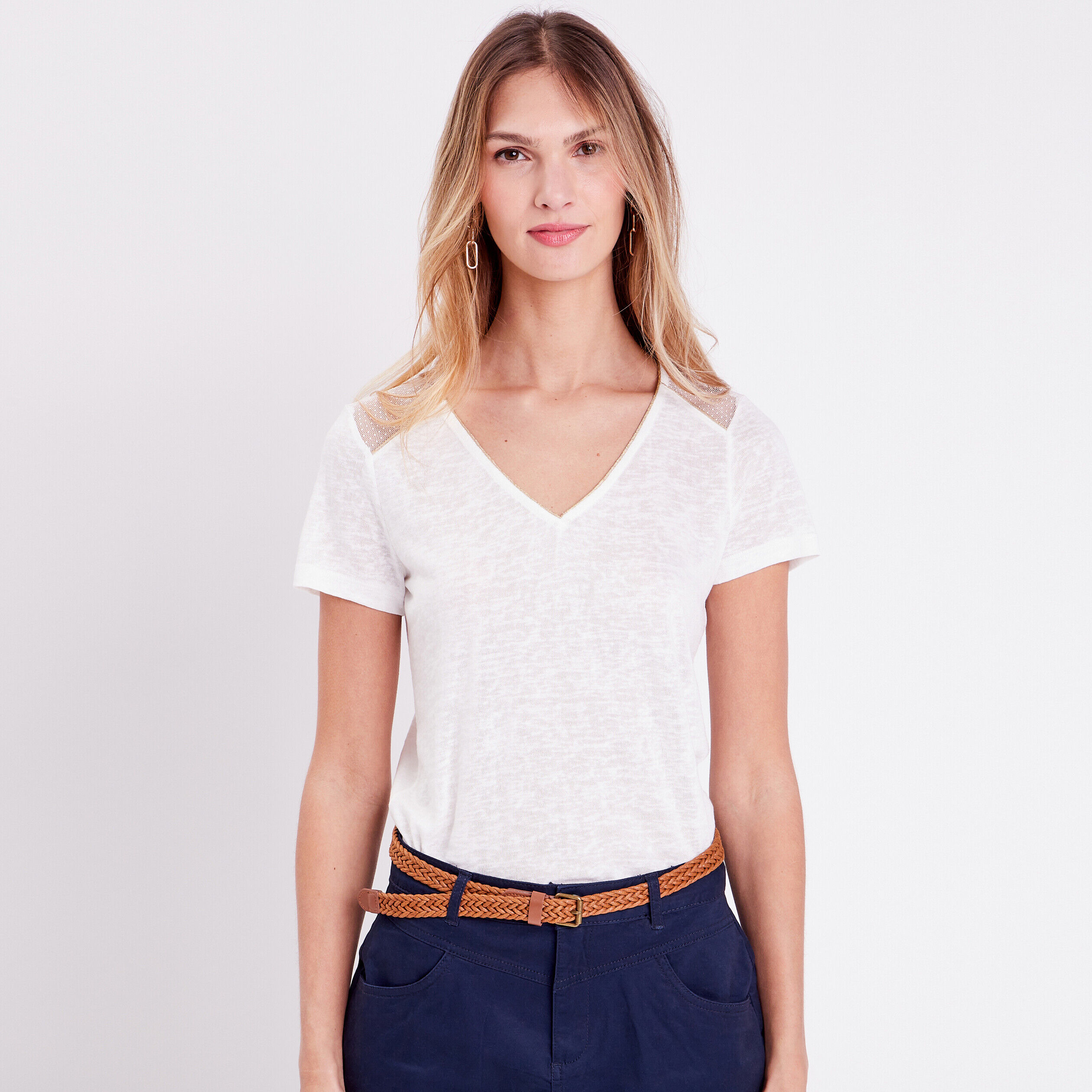 T-shirt manches courtes ecru femme | Cache Cache