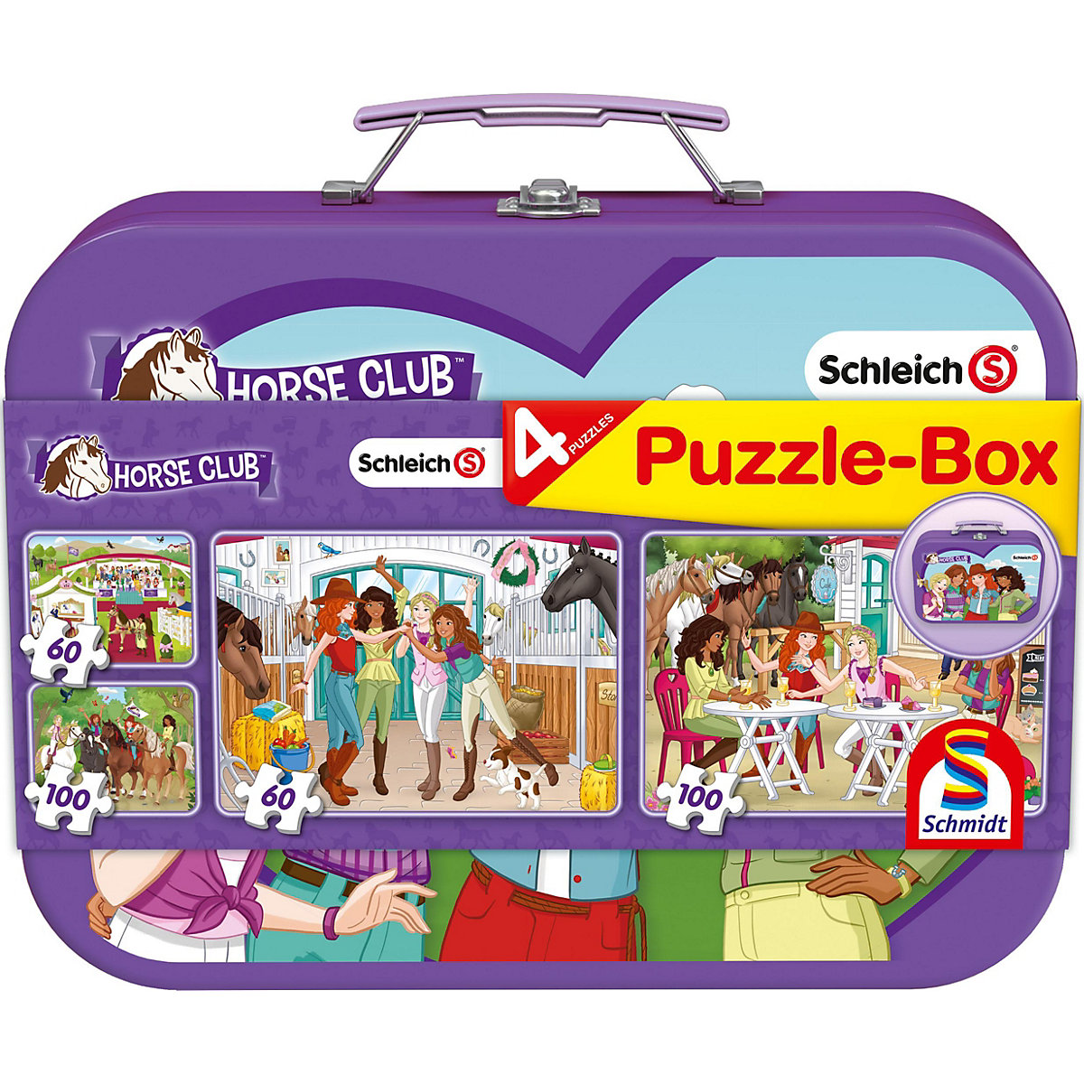 Puzzle-Box Schleich Horse Club, 2x60, 2x100 Teile im Metallkoffer