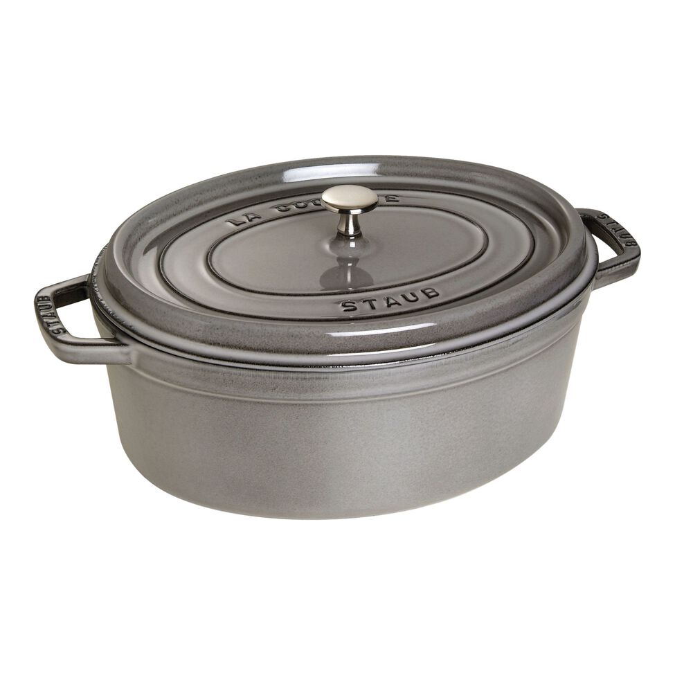 Cocotte 33 cm, oval, Graphit-Grau, Gusseisen