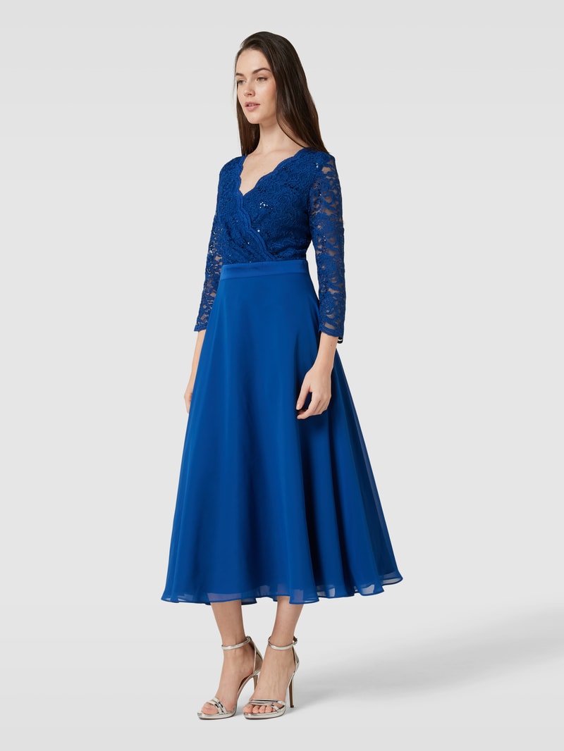 Cocktailkleid mit V-Ausschnitt in royalblau