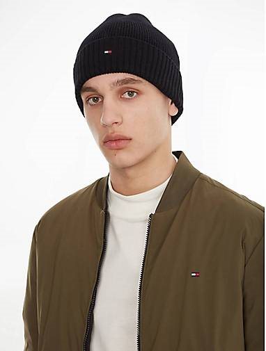 TOMMY HILFIGER Herren Strickmütze ESSENTIAL FLAG BEANIE